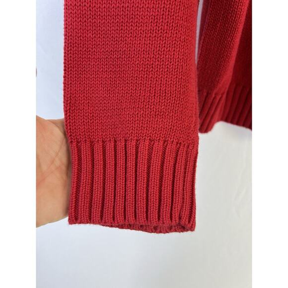Lands' End Mens Red 100% Cotton Crew Neck Heavyweight Drifter Sweater L Preppy - Picture 6 of 10